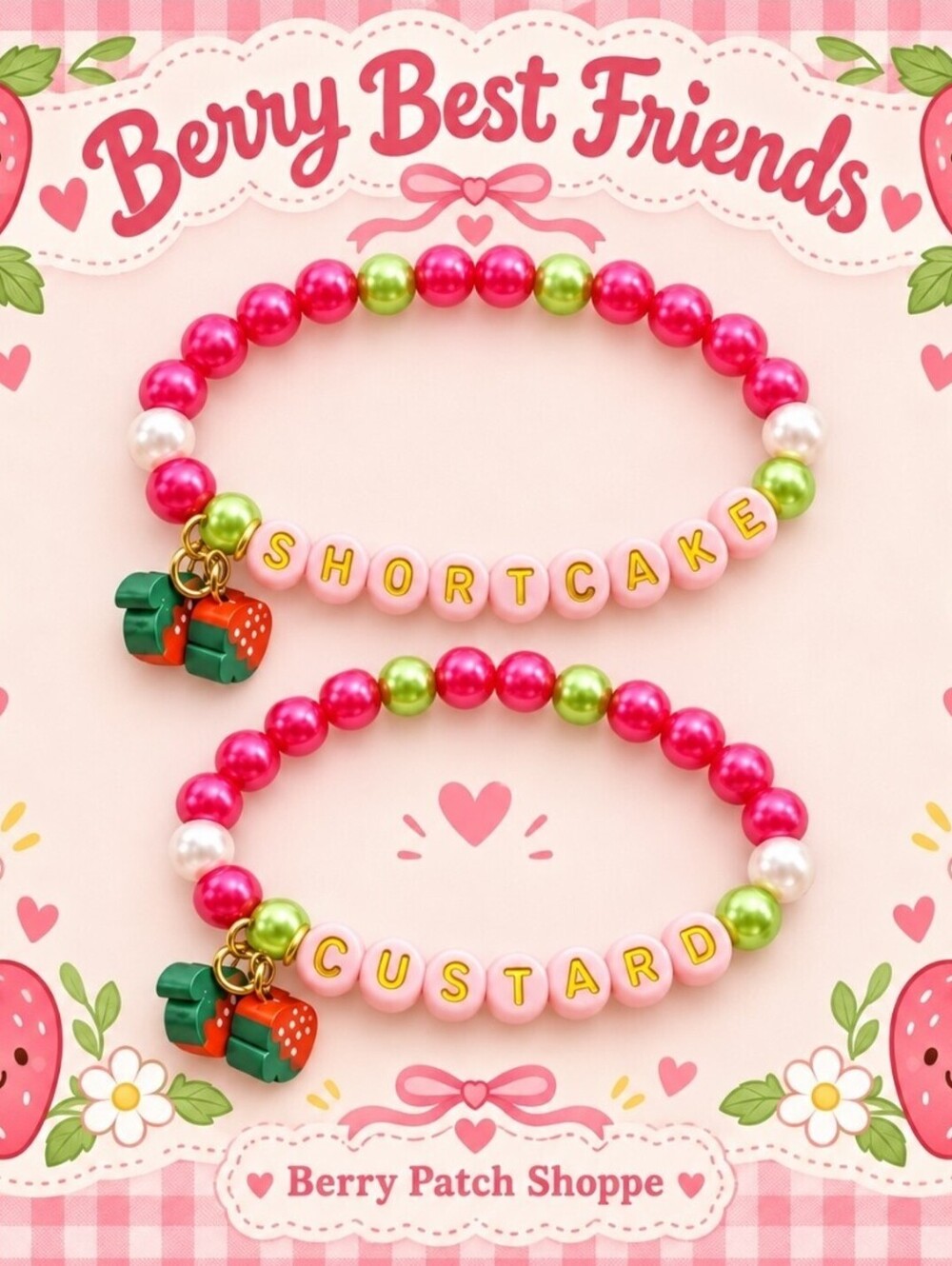 Strawberry Shortcake & Custard Bestie's Stackable Friendship Bracelets